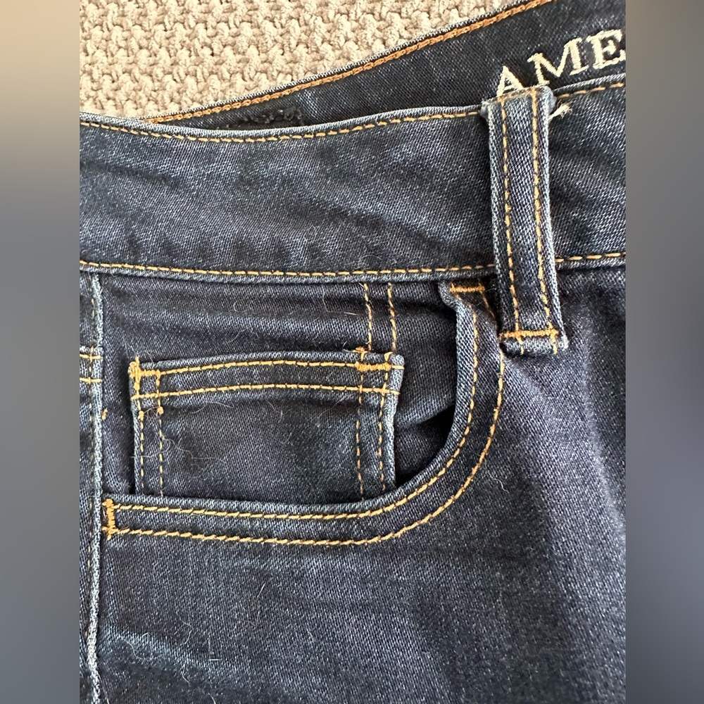 American Eagle Outfitters Navy High-Rise Cutoff Denim Shorts - Picture 6 of 11
